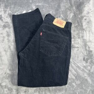 Levis 551 Jeans Mens 34x28 Corduroy Black Button Fly Pants Y2K Made In Italy EUC
